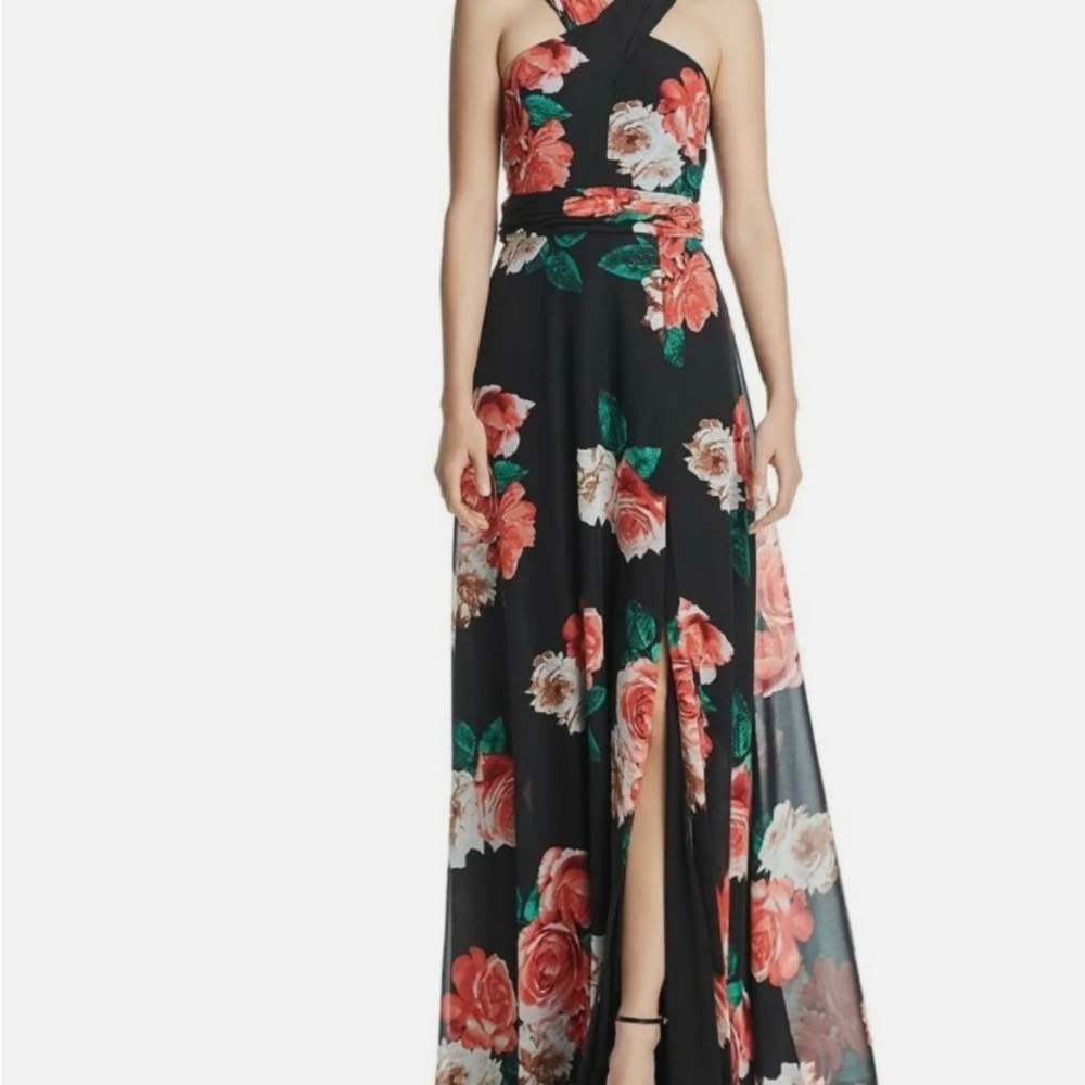 Laundry Shelli Segal Floral Cross Neck Maxi Dress size 10 - Picture 5 of 10